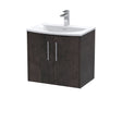 Hudson Reed Juno 600mm Metallic Slate Wall Hung 2 Door Vanity Unit With Curved Basin & 1 Tap Hole