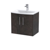 Hudson Reed Juno 600mm Metallic Slate Wall Hung 2 Door Vanity Unit With Curved Basin & 1 Tap Hole