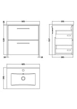 Hudson Reed Juno 600mm Metallic Slate Wall Hung Vanity Unit with Basin