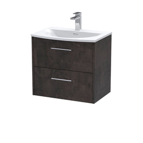 Hudson Reed Juno 600mm Wall Hung 2 Drawer Vanity Unit Including Curved Ceramic Basin