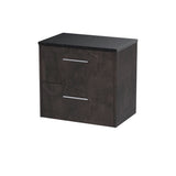 Hudson Reed Juno 600mm Metallic Slate Wall Hung 2 Drawer Vanity Unit With Laminate Worktop
