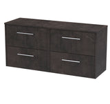 Hudson Reed Juno 1200mm Metallic Slate 4 Drawer Wall Hung Vanity Unit With Worktop