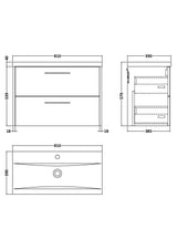 Hudson Reed Juno 800mm Metallic Slate Wall Hung Vanity Unit With Basin