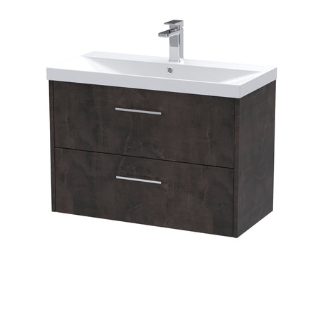 Hudson Reed Juno 800mm Metallic Slate Wall Hung 2 Drawer Vanity Unit with Basin