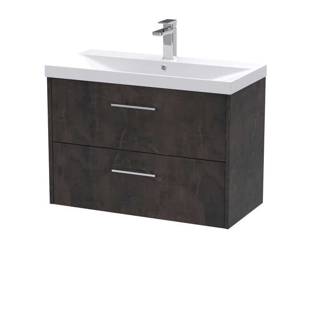 Hudson Reed Juno 800mm Metallic Slate Wall Hung 2 Drawer Vanity Unit with Basin