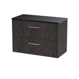 Hudson Reed Juno 800mm Metallic Slate Wall Hung 2 Drawer Vanity Unit With Laminate Worktop