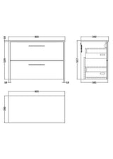 Hudson Reed Juno 800mm Wall Hung 2 Drawer Vanity Unit With Worktop