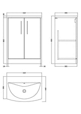 Hudson Reed Juno 600mm Floor Standing Vanity & Basin With Soft Close Doors