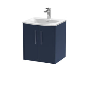 Hudson Reed Juno 500mm Wall Hung Midnight Blue 2-Door Vanity & Basin With Soft-Close Drawers
