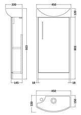 Hudson Reed Juno Compact 440mm Midnight Blue Floor Standing Vanity Unit With 1 Tap Hole Basin