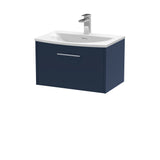 Hudson Reed Juno 600mm Wall Hung Single Drawer Vanity & Basin Midnight Blue with Soft Close Drawer