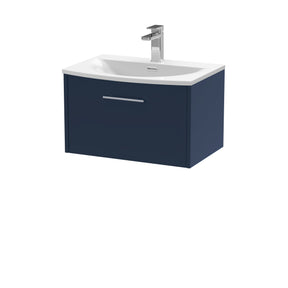 Hudson Reed Juno 600mm Wall Hung Single Drawer Vanity & Basin Midnight Blue with Soft Close Drawer