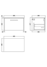 Hudson Reed Juno 600mm Midnight Blue Wall Hung Single Drawer Vanity Unit With Worktop & Handle