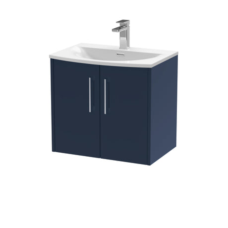 Hudson Reed Juno 600mm Midnight Blue Wall Hung 2-Door Vanity Unit & Basin With 1 Tap Hole