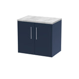 Hudson Reed Juno 600mm Midnight Blue Wall Hung 2-Door Vanity Unit With Laminate Worktop