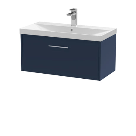 Hudson Reed Juno 800mm Midnight Blue Wall Hung Single Drawer Vanity & Basin Rigid Soft Close
