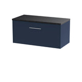 Hudson Reed Juno 800mm Midnight Blue Wall Hung Single Drawer Vanity Unit With Laminate Worktop