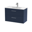 Hudson Reed Juno 800mm Midnight Blue Wall Hung 2-Drawer Vanity Unit With Basin