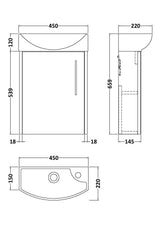 Hudson Reed Juno Compact 440mm Midnight Blue Wall Hung 1-Door Vanity Unit With 1 Tap Hole Basin