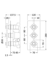 Tec Crosshead Triple Thermostatic Shower Valve