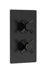 Tec Crosshead Twin Thermostatic Shower Valve Matt Black