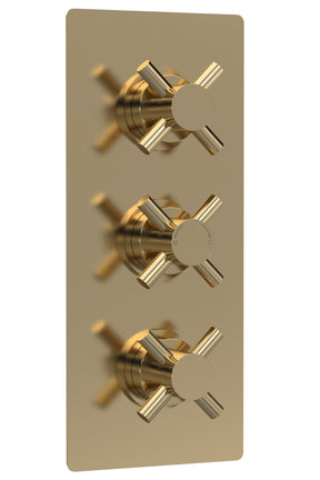 Tec Crosshead Triple Thermostatic Shower Valve With Diverter Brushed Brass