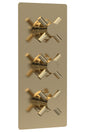 Tec Crosshead Triple Thermostatic Shower Valve With Diverter Brushed Brass