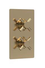 Tec Crosshead Twin Thermostatic Shower Valve Brushed Brass