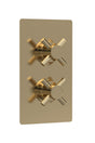 Tec Crosshead Twin Thermostatic Shower Valve Brushed Brass