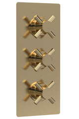 Tec Crosshead Triple Thermostatic Shower Valve Brushed Brass