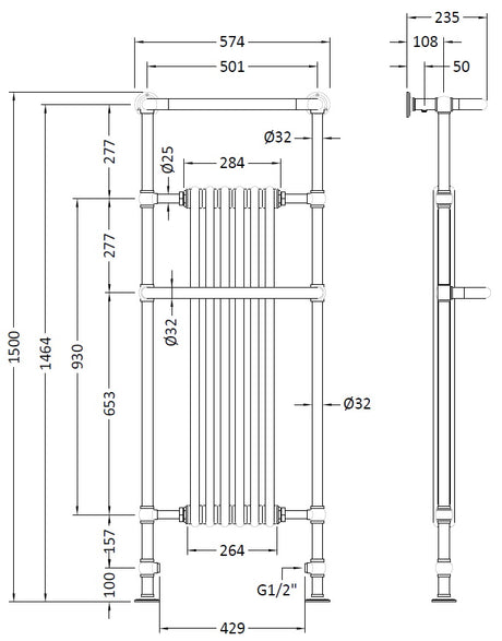 Brampton Towel Rail 1500 x 575mm