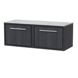 Hudson Reed Lille 1210mm Wall Hung Single Drawer Vanity Unit With Marble Worktop and Soft Close Drawers