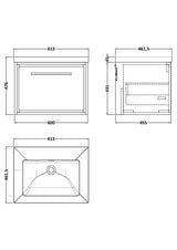 Hudson Reed Lille 600mm Wall Hung Single Drawer Vanity with Basin - Graphite Grey Woodgrain, No Tap Hole