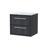 Hudson Reed Lille 600mm Graphite Grey Woodgrain Wall Hung 2-Drawer Vanity With Marble Worktop