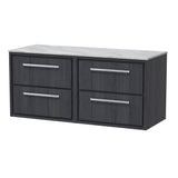 Hudson Reed Lille 1200mm Wall Hung 4-Drawer Vanity Unit With Marble Worktop With Handle