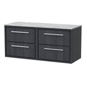 Hudson Reed Lille 1200mm Wall Hung 4-Drawer Vanity Unit With Marble Worktop With Handle