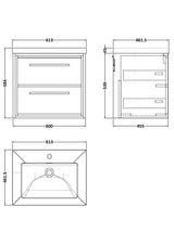 Lille 600mm Wall Hung 2-Drawer Vanity with Basin - 1 Tap Hole