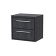 Hudson Reed Lille 600mm Graphite Grey Woodgrain Wall Hung 2-Drawer Vanity Unit With Worktop and Handles
