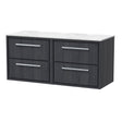 Hudson Reed Lille 1200mm Graphite Grey Woodgrain Wall Hung 4-Drawer Vanity Unit With Marble Worktop