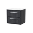 Hudson Reed Lille 600mm Graphite Grey Woodgrain Wall Hung 2-Drawer Vanity Unit With Marble Worktop