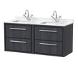 Hudson Reed Lille 1200mm Wall Hung 4-Drawer Vanity Unit with Double Marble Basin, Backsplash & 2 Tap Holes
