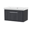 Hudson Reed Lille 830mm Graphite Grey Woodgrain Wall Hung Single Drawer Vanity Unit With Basin