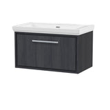 Hudson Reed Lille 830mm Graphite Grey Woodgrain Wall Hung Single Drawer Vanity Unit With Basin