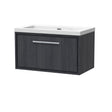 Hudson Reed Lille 800mm Graphite Grey Woodgrain Wall Hung Single Drawer Vanity Unit with Basin Soft Close Fully Assembled