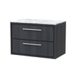 Hudson Reed Lille 800mm Wall Hung Graphite Grey Woodgrain 2-Drawer Vanity Unit with Marble Worktop, Soft Close Drawers
