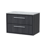 Hudson Reed Lille 810mm Graphite Grey Woodgrain Wall Hung 2-Drawer Vanity Unit With Marble Worktop