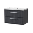 Hudson Reed Lille 800mm Graphite Grey Woodgrain Wall Hung 2-Drawer Vanity Unit with 0 Tap Hole Basin