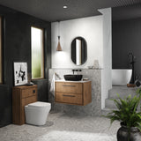 Hudson Reed Lille 800mm Graphite Grey Woodgrain Wall Hung 2-Drawer Vanity with Marble Worktop and Soft-Close Drawers