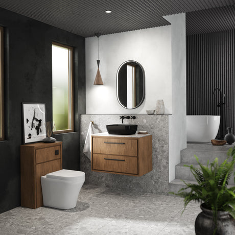 Lille 800mm Wall Hung 2-Drawer Vanity with Marble Worktop