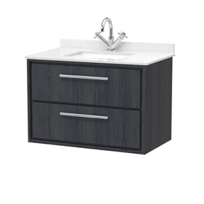 Hudson Reed Lille 800mm Wall Hung 2-Drawer Vanity with Marble Top Basin With Soft Close Drawers